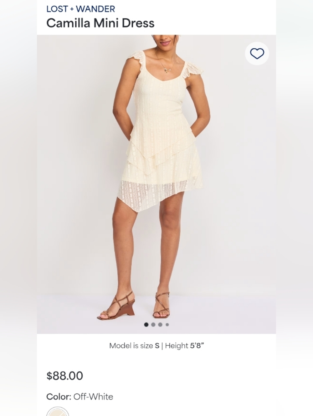 Lost + Wander Camilla Mini Dress - Off-White Lace Asymmetrical Hem